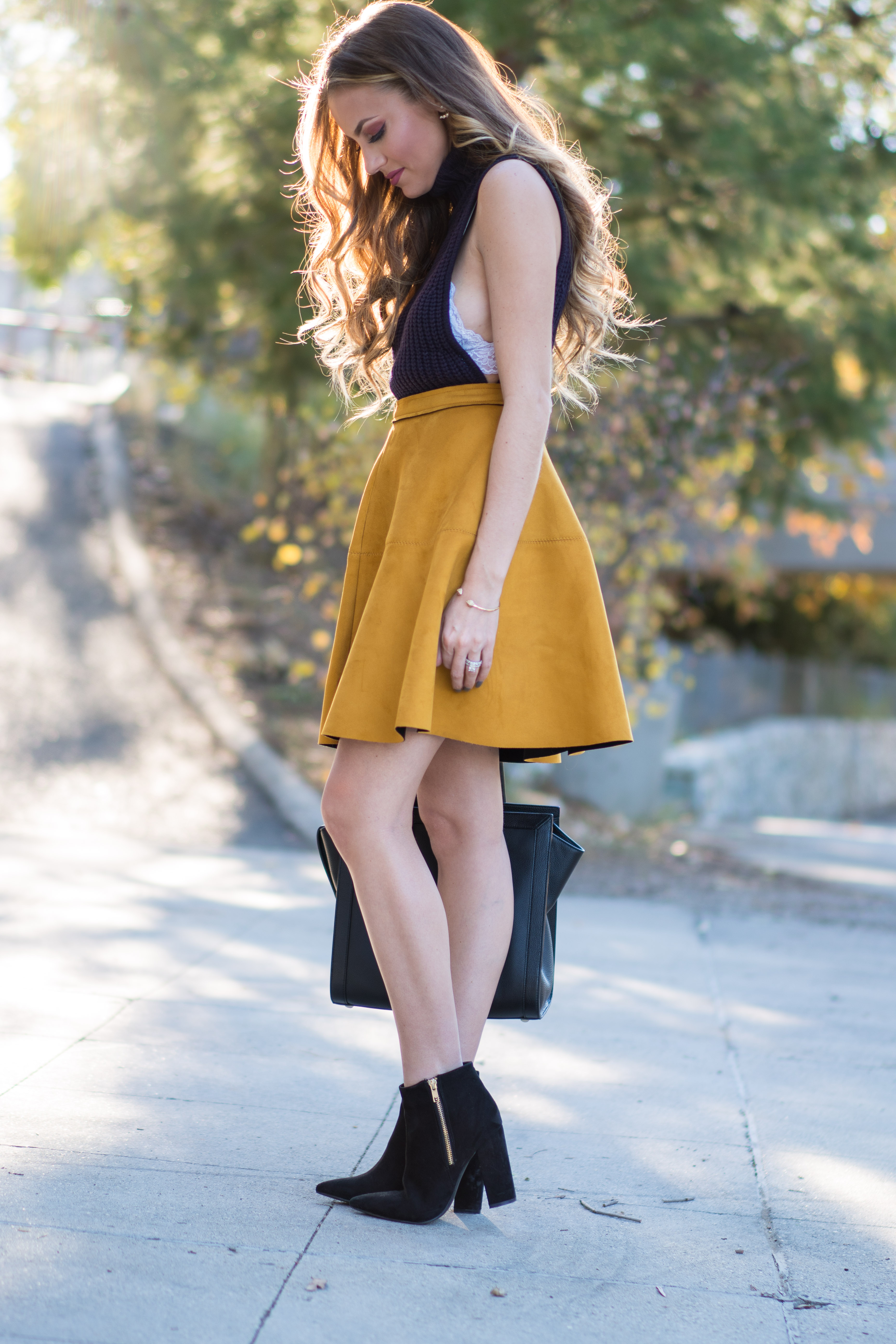 Mustard skirt outlet outfit