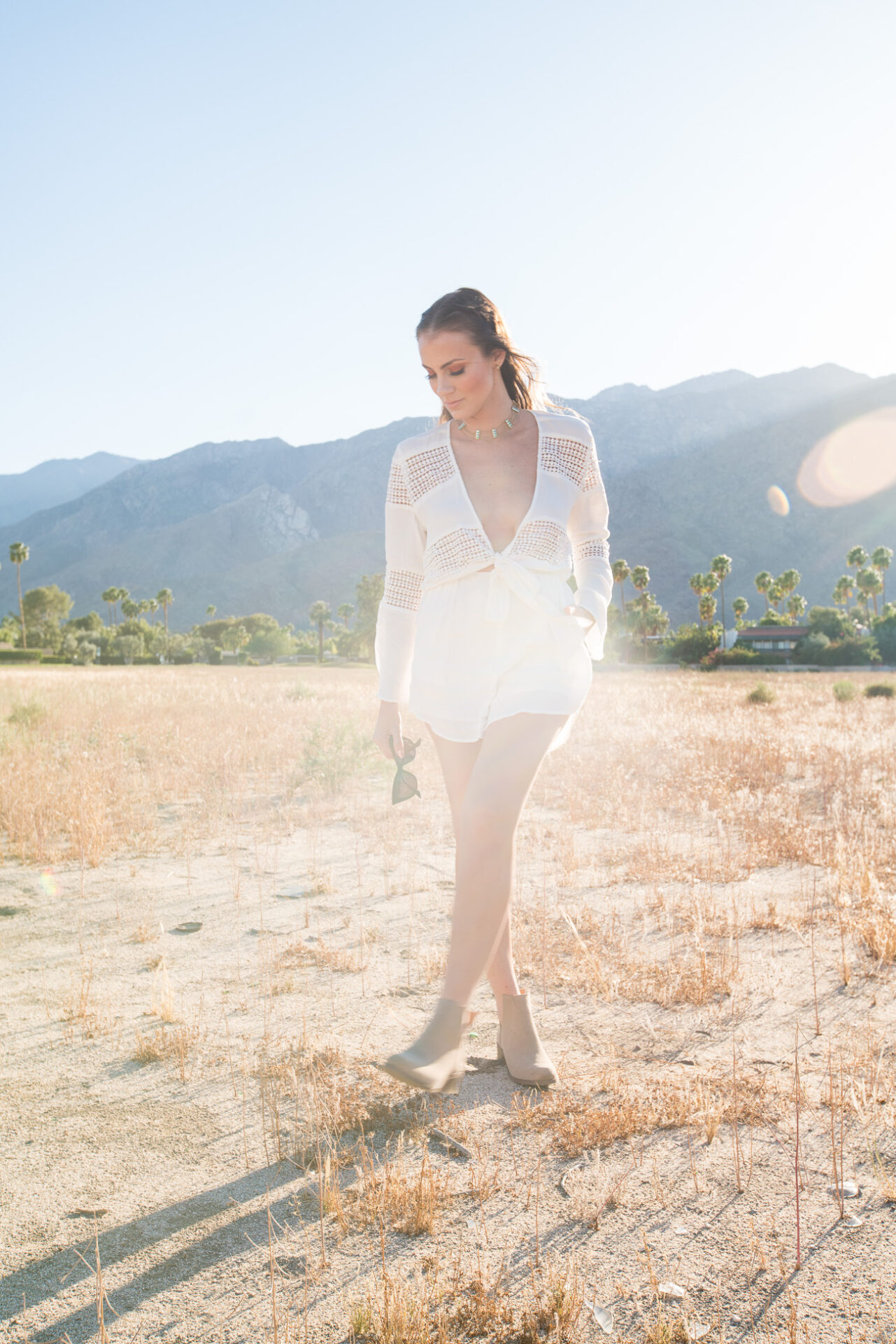 Revolve Self Tie Knotted Romper Palm Springs, CA Angela Lanter Hello Gorgeous
