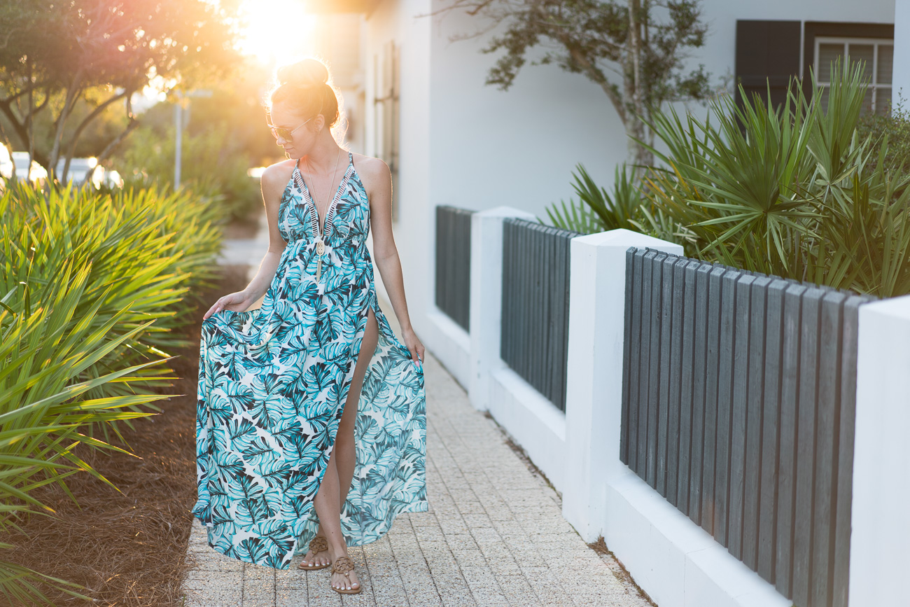 ASOS palm leaf print maxi dress swimsuit cover-up angela lanter hello gorgeous