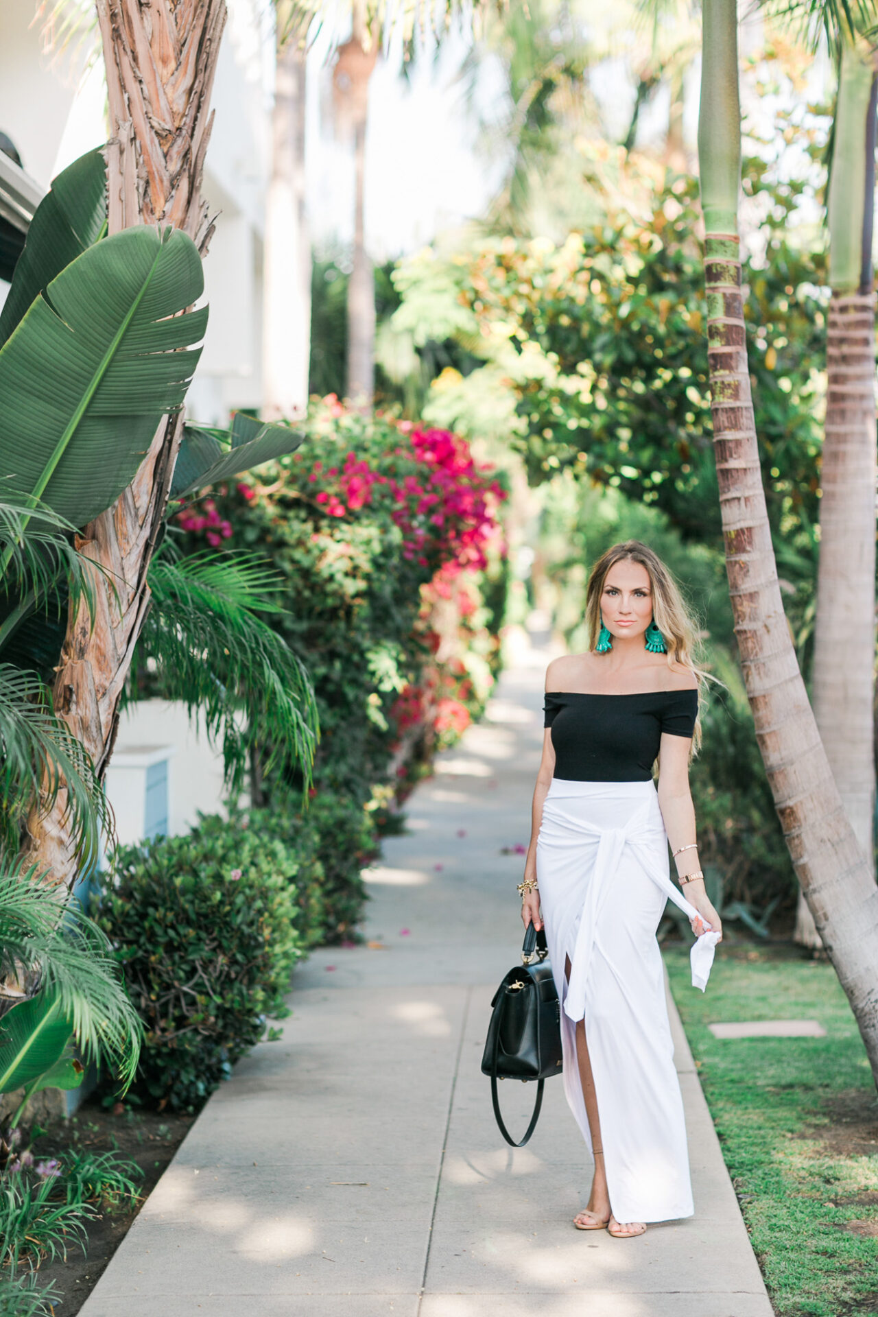 black off the shoulder top ASOS white wrap skirt angela lanter hello gorgeous