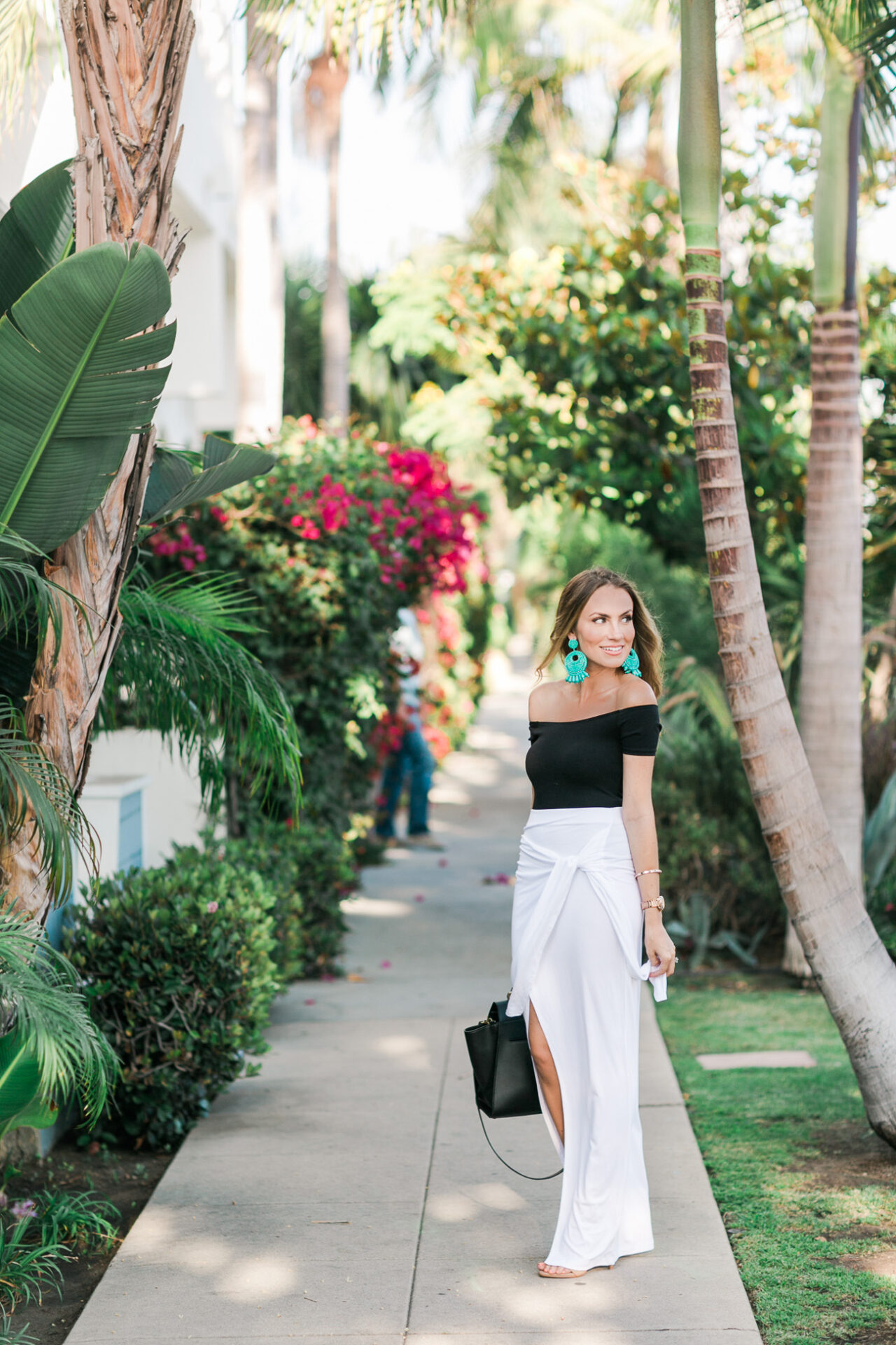 black off the shoulder top ASOS white wrap skirt angela lanter hello gorgeous