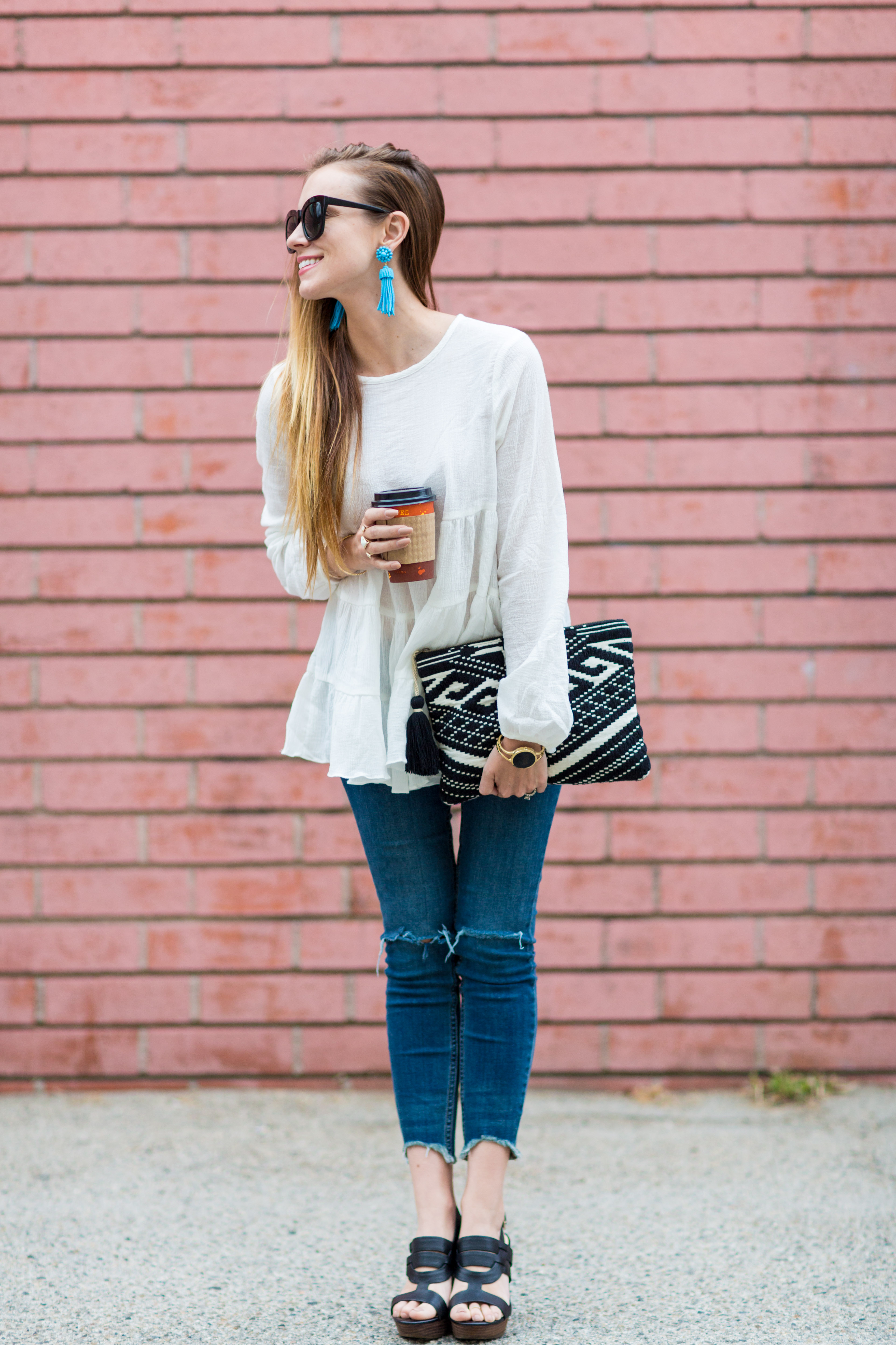 ruffle tier white shirt fall outfit angela lanter hello gorgeous