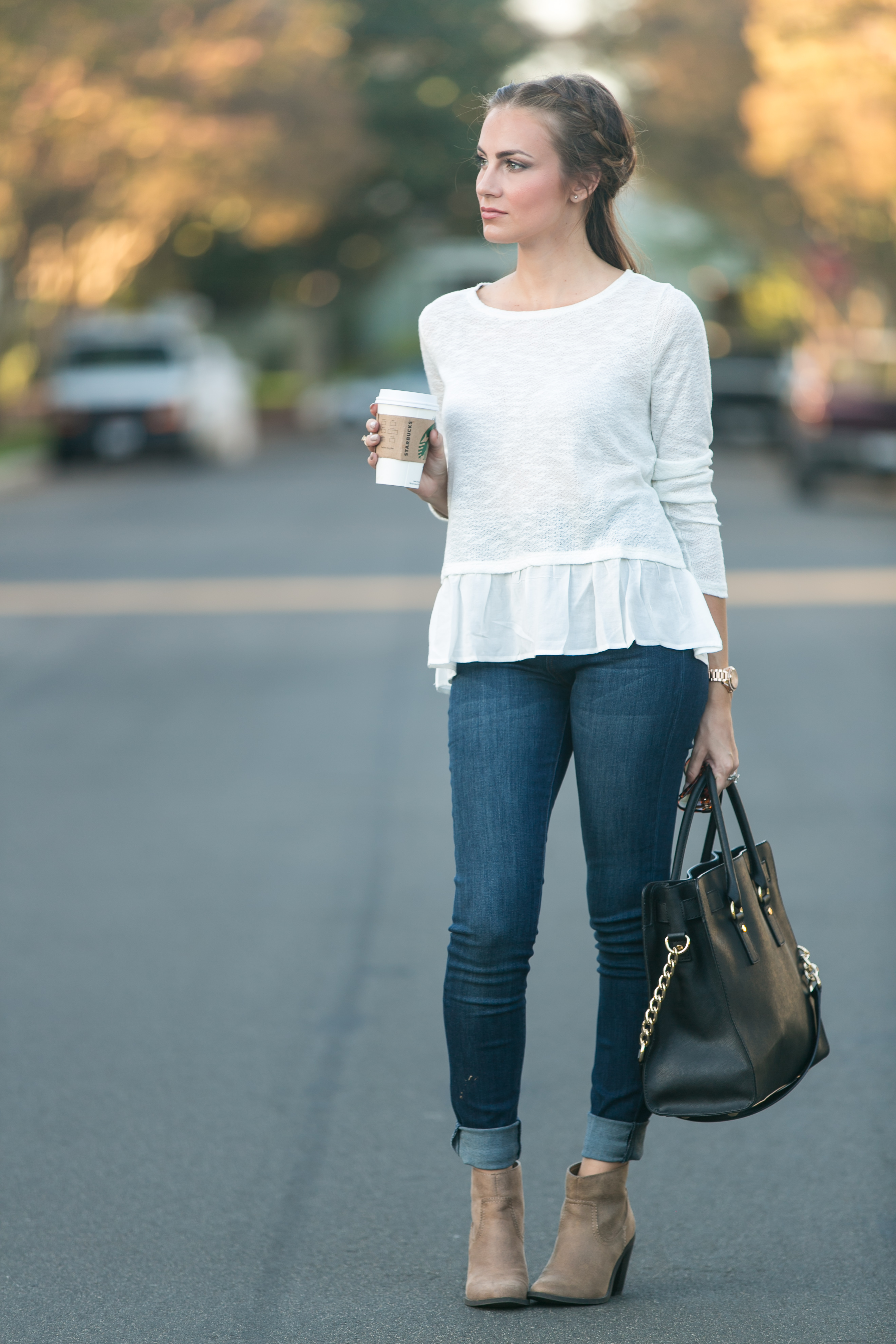 ruffle hem forever 21 sweater fall outfit angela lanter hello gorgeous