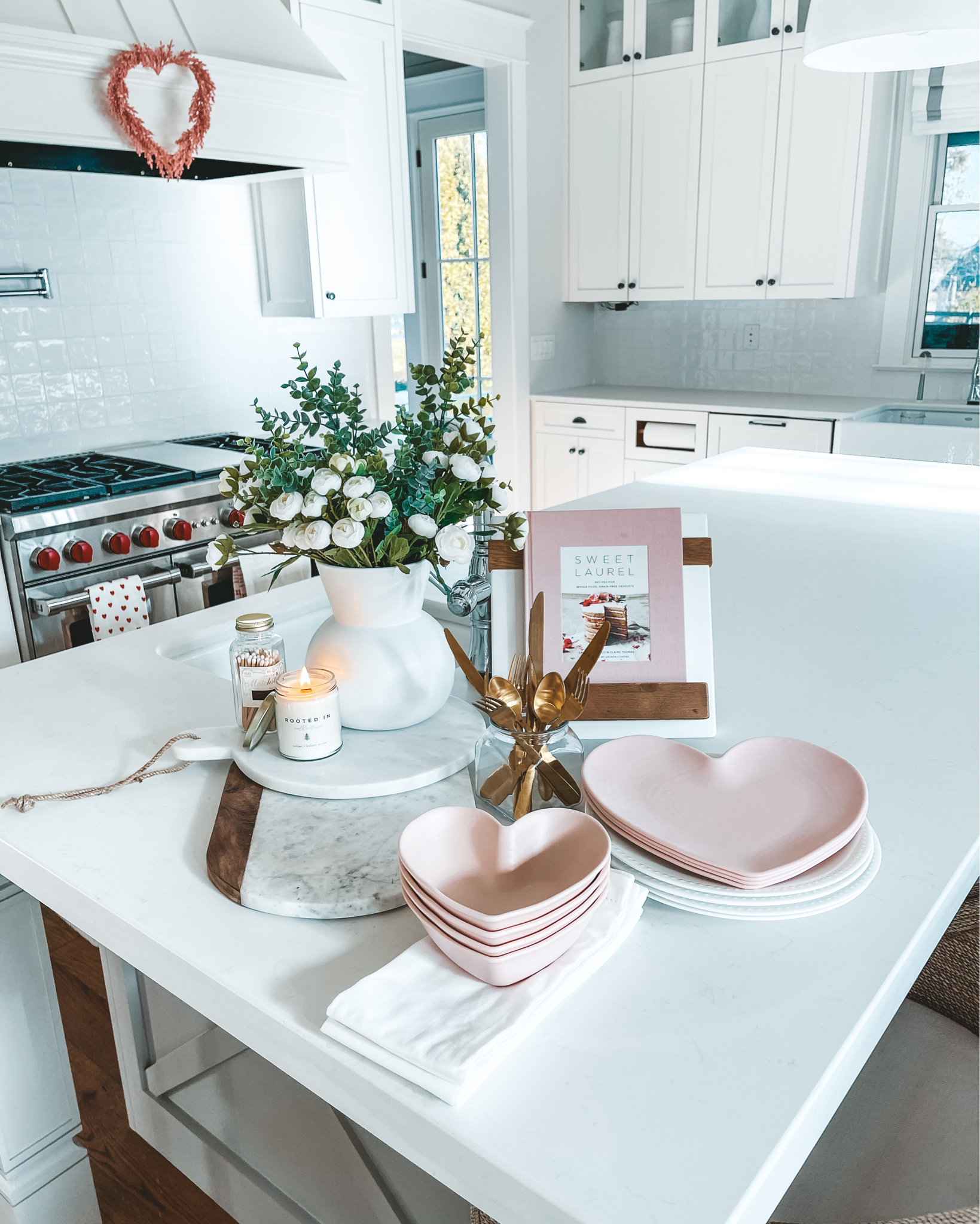 Heart Shaped dishes and Golden Cutlery