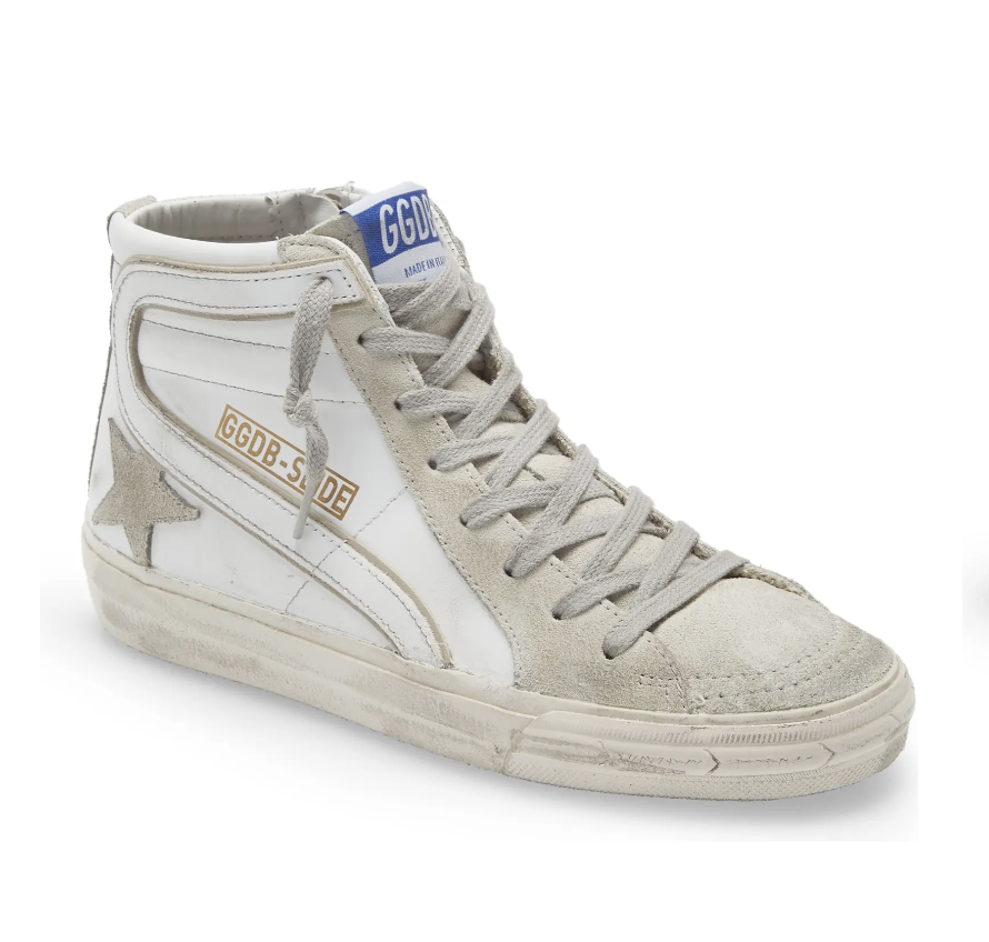 Golden Goose Dupes by Angela Lanter fashion blogger GG Slide High Top Sneaker 2022