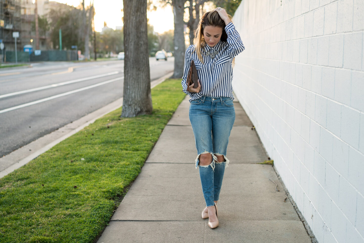 Outfits With Nude Heels by fashion blogger Angela Lanter fall 2022