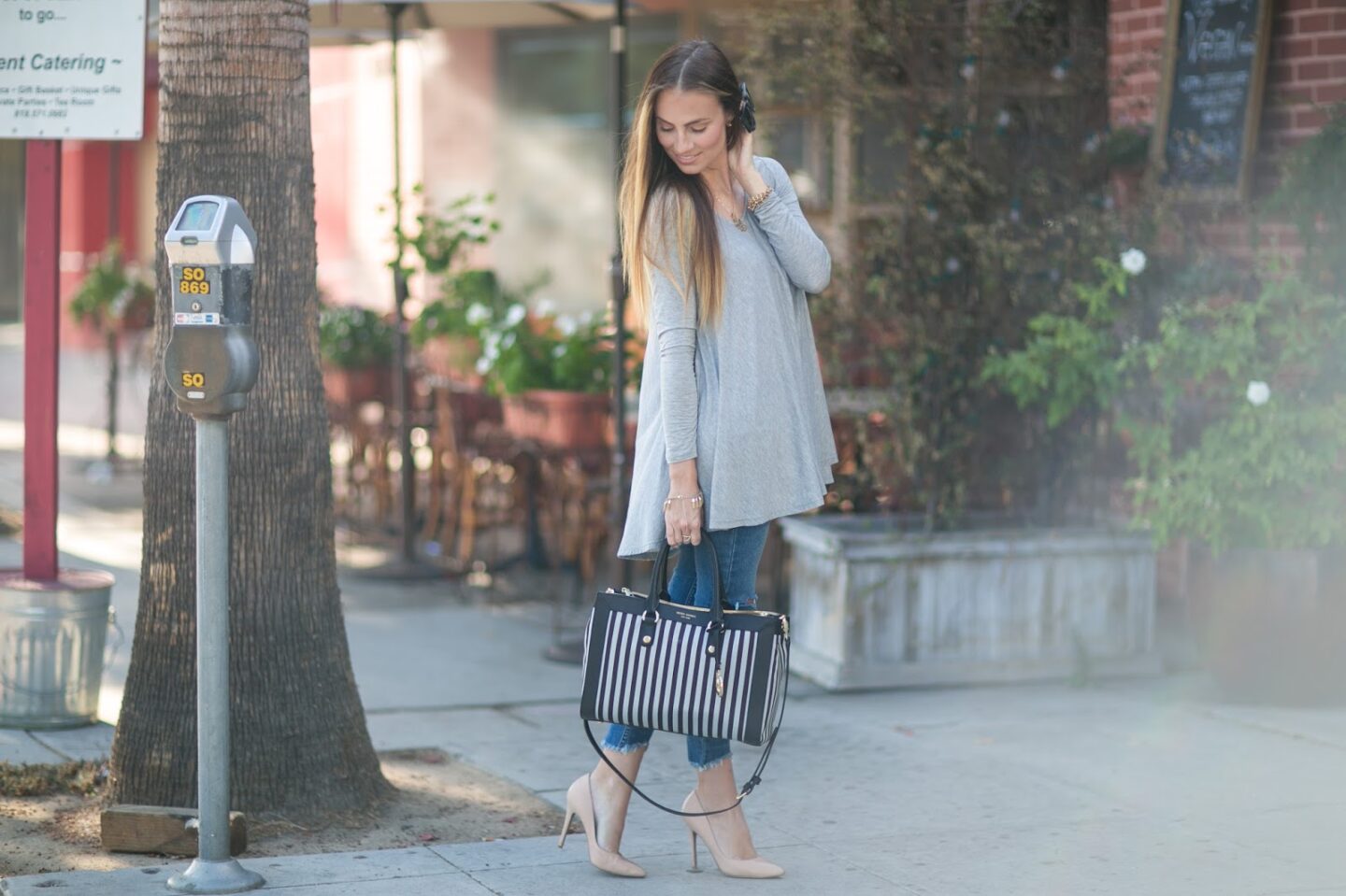 Outfits With Nude Heels by fashion blogger Angela Lanter fall 2022