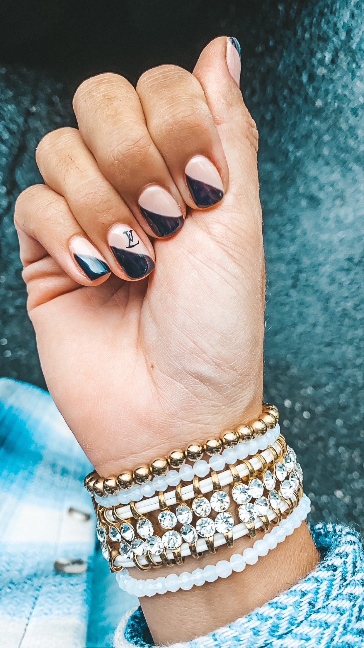 Louis Vuitton LV inspired neutral manicure best nails for fall by angela lanter beauty blogger 2022