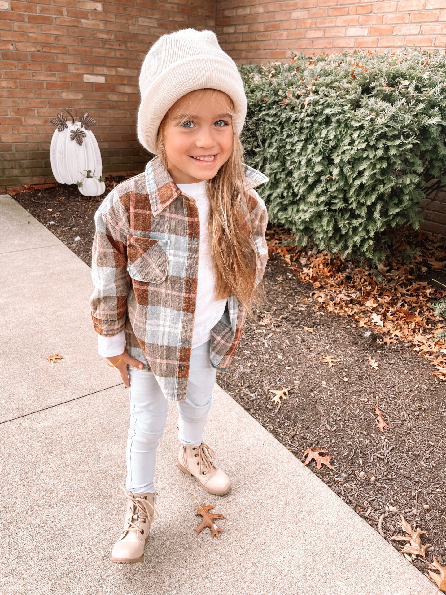 fall fashion for kids toddler girl fall beanie and outfit 2022 angela lanter lifestyle fashion blogger