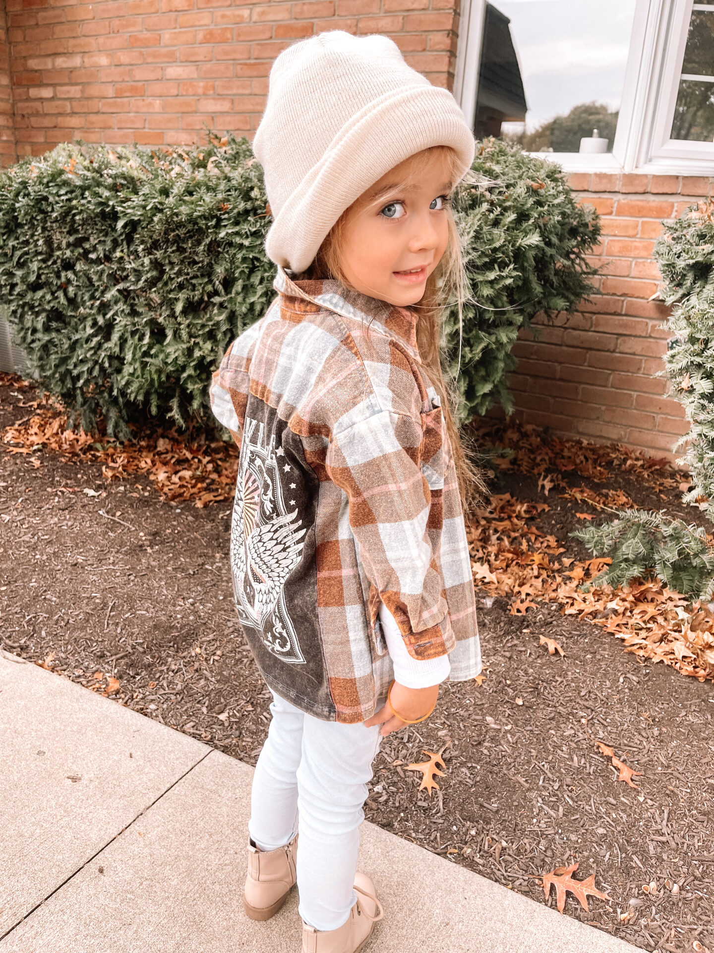 fall fashion for kids toddler girl fall beanie and outfit 2022 angela lanter lifestyle fashion blogger