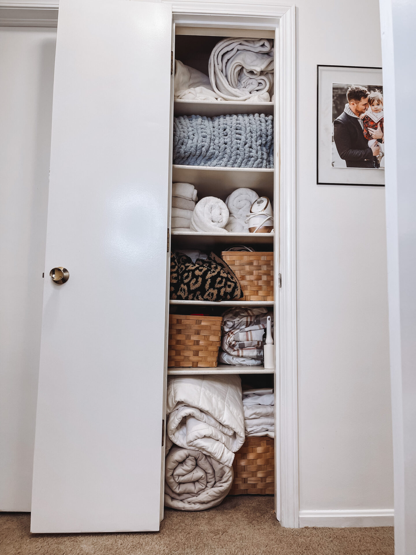 Bathroom Closet Organization hallway linen closet storage ideas