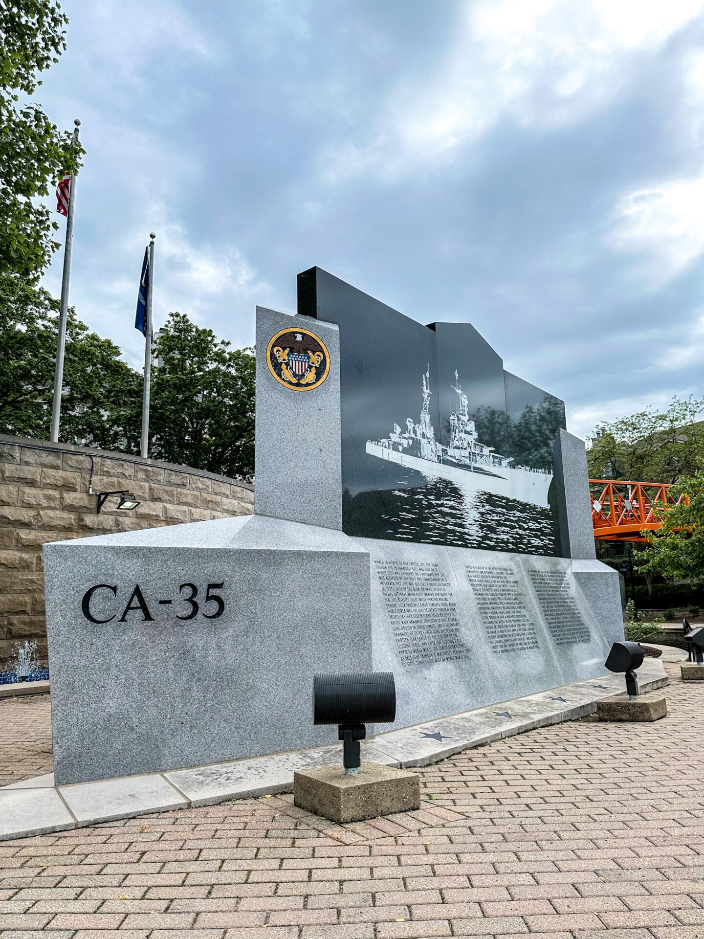The USS Indianapolis Monument in downtown Indianapolis, IN by travel blogger Angela Lanter