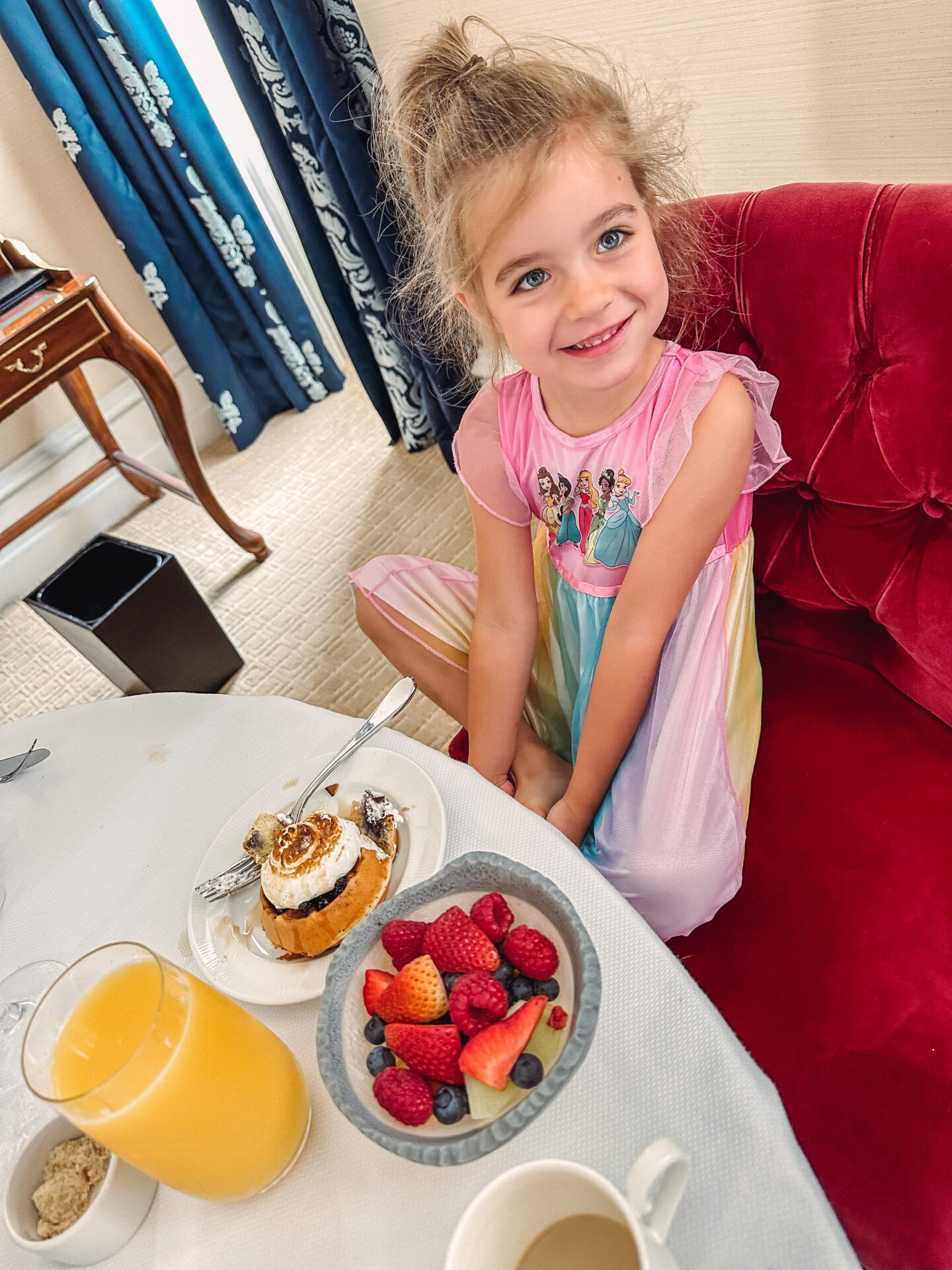 breakfast room service at Waldorf Astoria Hotel in Washington DC by travel and lifestyle blogger Angela Lanter
