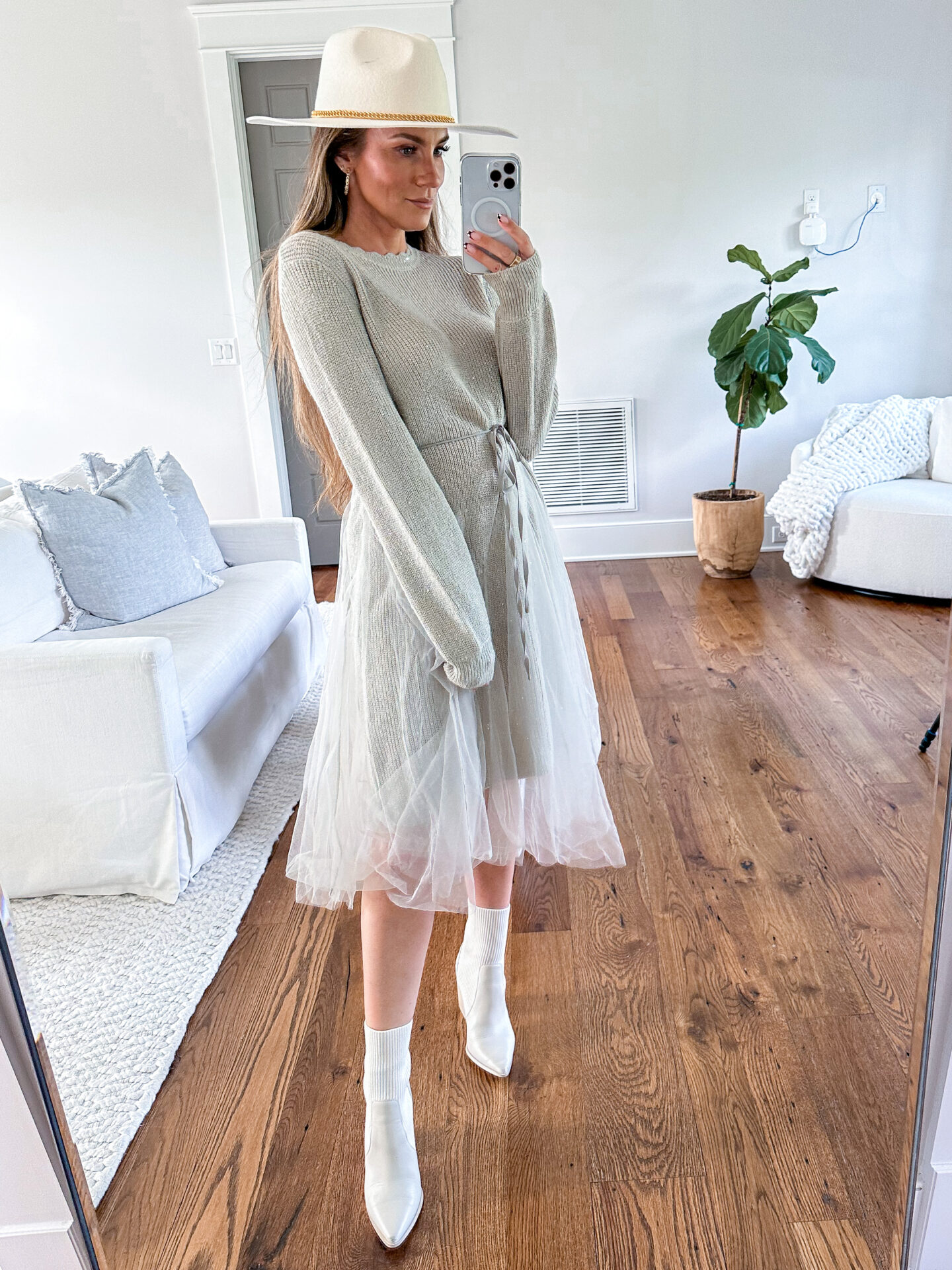 A-line Mesh Knit Two-Piece Dress by fashion blogger Angela Lanter