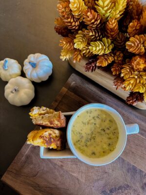 broccoli cheddar soup recipe by food blogger Angela Lanter