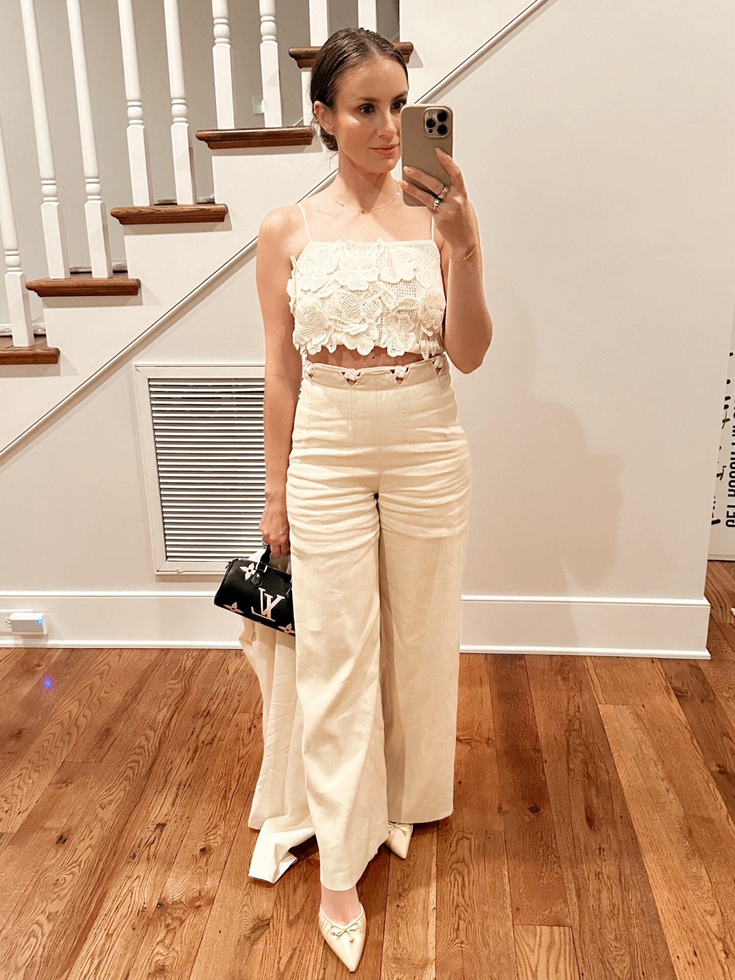 My Favorite Pieces From Dillard's Exclusive Brand: Antonio Melani X M.G. Style. Fashion blogger Angela Lanter wearing the x M.G. Style Nautical Rope Belt Detail Linen Blend Pants and x M.G. Style Havana Crochet Lace Floral Crop Top.